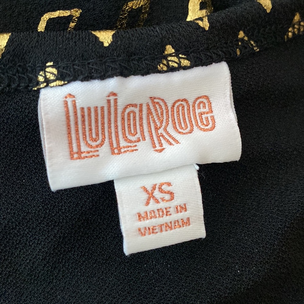 Lularoe Carly Dress Elegant Collection Black w/ Gold Shimmer Size XS NWT - Picture 9 of 10